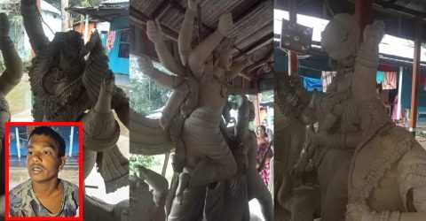 ময়মনসিংহে দুর্গা প্রতিমা ভাঙচুর;প্রশাসন আশ্বাস দিয়েই দায় সারছে