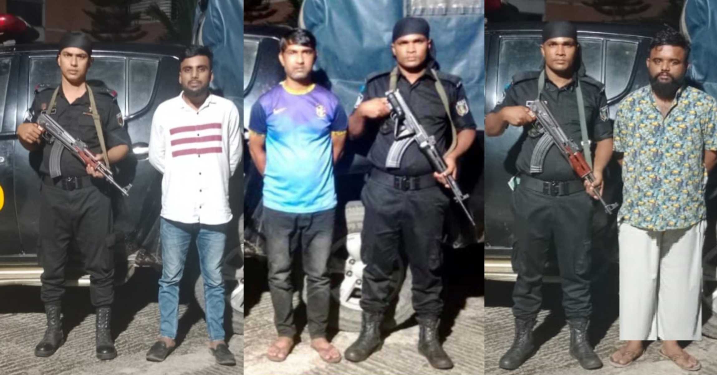 র‍্যাব-৯ এর হাতে রাজু,শাহীদ,আবদুল্লাহ গ্রেফতার